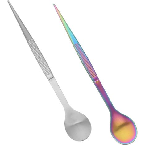 of 2 Stainless Steel Tasting Spoons and Tongs Portable Chef