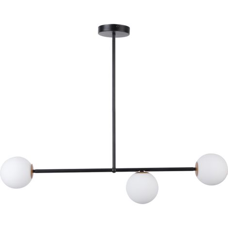 Plafonnier minimaliste noir 3 globes verre Gama G9 (1/2)