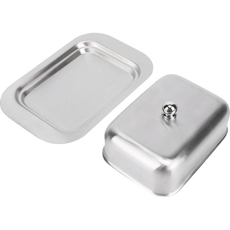 Beurrier en acier inoxydable avec couvercle, compatible avec les aliments et le lave-vaisselle, pour conserver les fromages et autres articles de cuisine. (1/5)