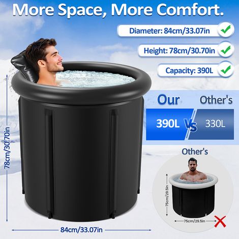 Wolketon – Spa gonflable bain glacé 390L – Isolation 5 couches – Double drainage – Ø 80 cm pour récupération musculaire