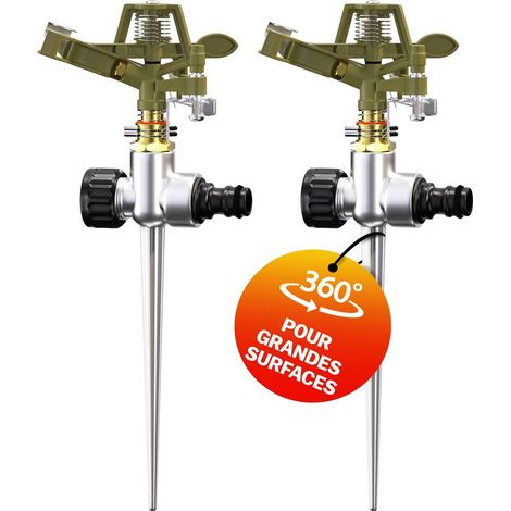 Arroseur Sprinkler irrigation arrosage Arroseur avec piquet Arrosage jusqu'à 24 m - 360 ° Arrosoir avec fiche femelle pour les systèmes habituelles (1/5)