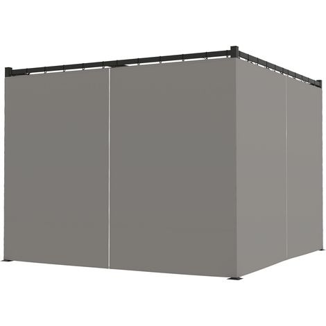 Pergola autoportante 3x3 m toit coulissant parois latérales toile gris clair résistante UV