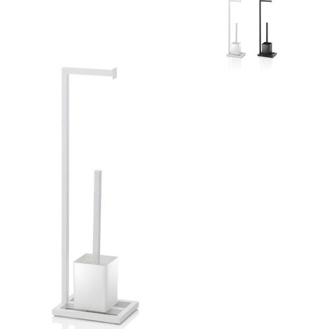 Piantana WC porta rotolo e scopino dal design moderno Ren - Bianco