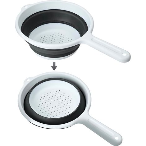 Passoire pliable en silicone avec poignée - Passoire à pâtes pliable - Passoire de cuisine en plastique - Peu encombrant - Panier filtrant pour égoutter les pâtes, les légumes, les fruits (1/5)