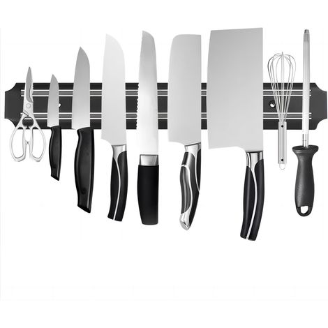 BEBUSINGOTO Porte-couteaux magnétique de 38,1 cm, bande magnétique de rangement pour couteaux, porte-couteaux, barre à couteaux, porte-ustensiles de cuisine, porte-outils, support magnétique multifon (1/5)
