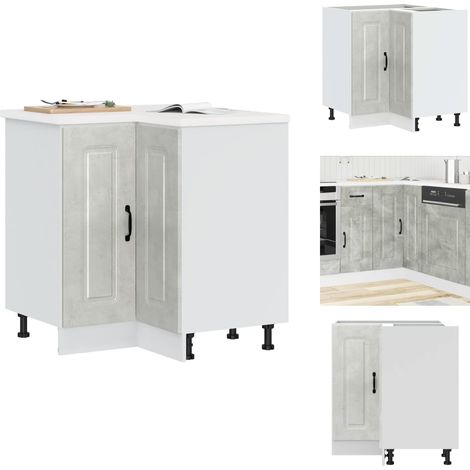 Armoire d'angle de cuisine Kalmar gris béton bois d'ingénierie - Armoire D'angle De Cuisine - Armoires D'angle De Cuisine - Armoire D'angle - Meuble D'angle (1/5)