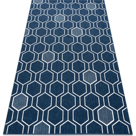 Carpet SPRING 20404994 Hexagon sisal, looped - blue blue 140x200 cm