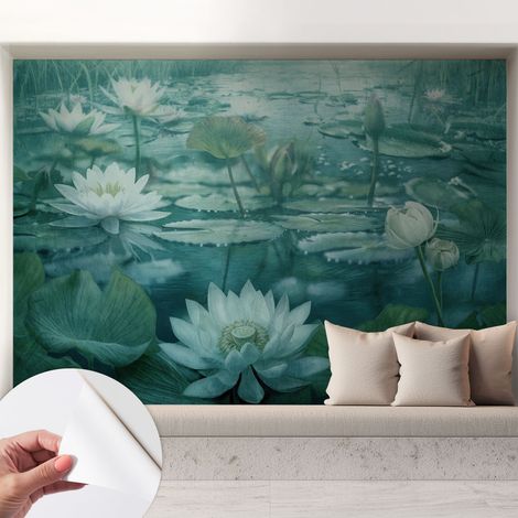 Carta da parati autoadesiva - fotomurale - decorazione parete - murale - adesivo da muro - Fiori acquatici 208x146 cm (1/5)