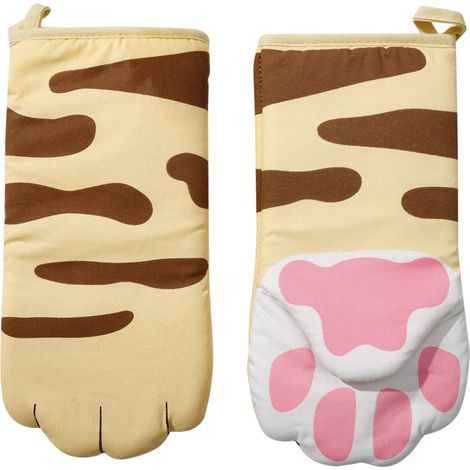 Gants De Four En Coton Motif Patte De Chat Résistance Chaleur Cuisine Barbecue Extérieur Lot De 1 (1/5)