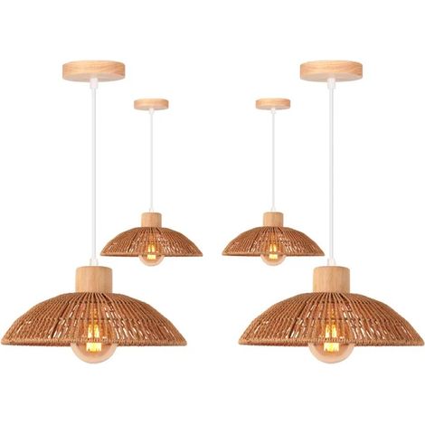 4x Lustre Suspension Vintage,Lampe de Plafond Industriel en Corde de papier Designe Demi - cercle Luminaire Eclairage Retro (1/5)