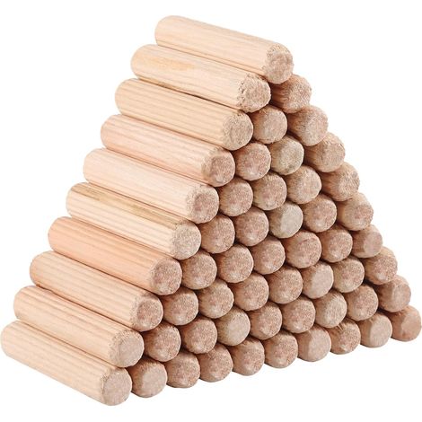 500 Pieces Fluted Wood Dowels, 8 x 40 mm, Beech / Eucalyptus Dowels for Furniture, Wood Assembly, Repair and Joinery (1/5)