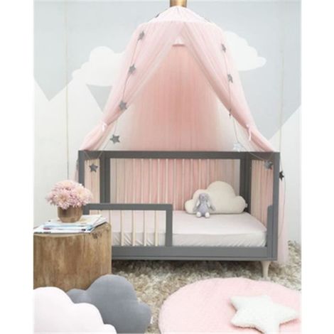 Ciel de lit pour enfants Baldaquin,Tentes de dôme bébé 240cm, Mousseline Rideau de lit,de Lit Avec Décoration pour chambre -Rose (1/3)