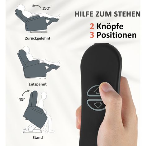Fauteuil relax gris avec housse douce, commande à distance et rangements latéraux. (1/4)