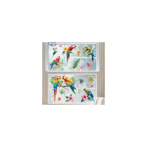 Bunte tropische Papageien-Wandtattoos, abnehmbare Vogelaufkleber für Garten, Kinderzimmer, Schlafzimmer, Wohnzimmer, Heimdekoration, Wandbilder, Dekoration - Crezuo
