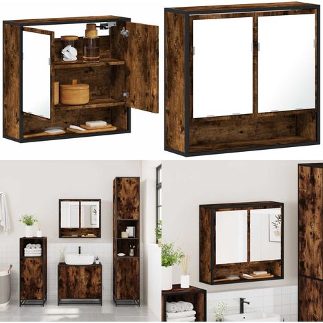 vidaXL Bad-Spiegelschrank Räuchereiche 65x20x60 cm Holzwerkstoff (1/5)