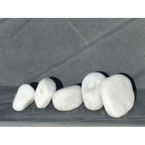 Classgarden – Gros galet décoratif blanc brillant 100-200 mm – Pack de 5 galets – Pour aménagement extérieur – Effet pailleté garanti