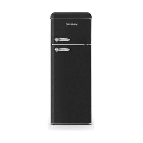 Schneider – SCDD208VB – Réfrigérateur vintage 2 portes 211L – Congélateur 4 étoiles – Hauteur 150cm – Noir (1/5)
