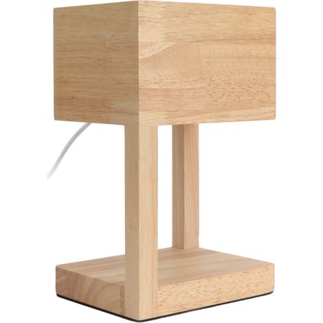 Lampe de chevet en bois à intensité variable avec bougie intégrée, prise américaine 110-240 V. (1/5)