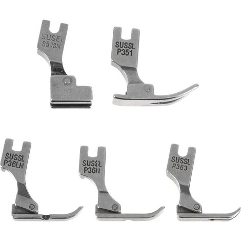 Lot de 5 pieds-de-biche pour machine à coudre industrielle Juki S518ns P36ln P36n P351 P363 (argent)