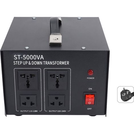 Transformador de tensión, convertidor reductor de 5000 W ajustable con fusible de 20 A para fuente de alimentación, enchufe UE (1/5)