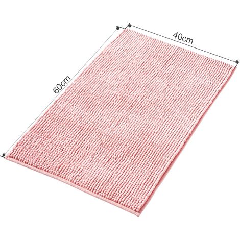 Tapis de Bain Antidérapant en Chenille Super Absorbant et Lavable en Machine pour la Salle de Bain, Douche, Baignoire Rose - 50x80 cm (1/5)