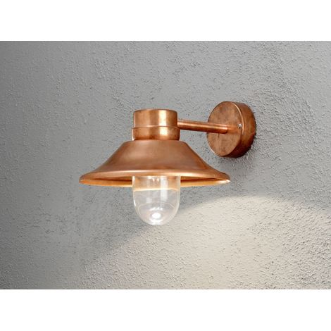 LED Außenwandleuchte VEGA Kupfer massiv & Klarglas, Höhe 26,5cm (1/5)