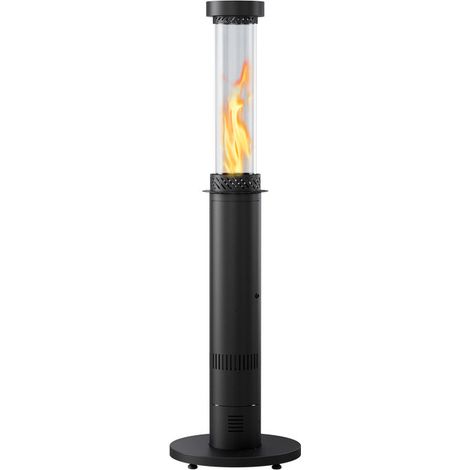 Stufa da Esterno Fungo a Pellet Ø52x194 cm in Ferro Decapato e Vetro Bamboo Antracite