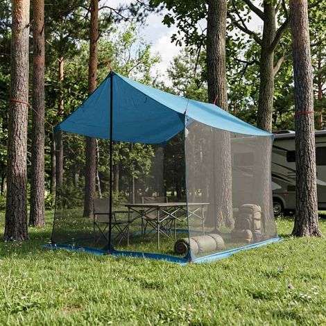 vidaXL Tarp de camping avec murs en maille Bleu 270 x 210 x 210 cm (1/5)