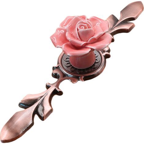 Poignée de tiroir en céramique et alliage, poignée de porte de placard et armoire, finition rose 6 (1/2)
