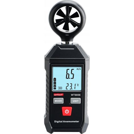 Anemometro, misuratore di velocità del vento, temperatura, misurazione della velocità dell'aria (1/5)