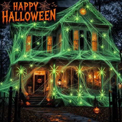 300 g Spinne Canvas Halloween Dekoration, mit 60 Fake Spiders – dekoratives Zubehör für Haushalt, Party und (1/5)