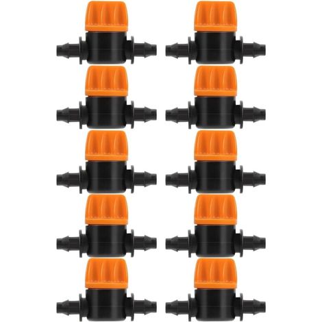 10 Pièces Vanne de Commutation D'irrigation 4/7 Connecteur de Tube D'irrigation Connecteurs de Tuyau Vanne Barbelée Convient pour Jardin Agricole