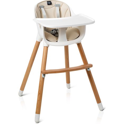 COSTWAY 2 in 1 Toddler Convertible High Chair Baby Wooden Dining Highchair with tray (1/5)