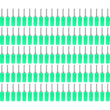 100 têtes mâles de fiche banane, broches en laiton nickelé, plaque frontale à ressort interne droit J.10001, 2 mm vert. (1/5)