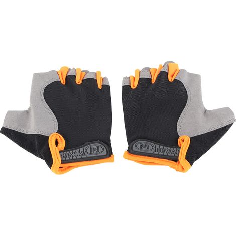 Rutschfeste Gewichtheberhandschuhe für Radfahren und Fitness, Halbfingerhandschuhe, für Damen und Herren, für Outdoor-Sportarten, schwarz und orange, Größe M (1/4)