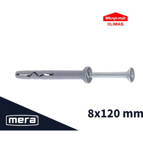 Chevilles À Frapper Klimas, 8 x 120 mm, PZ2, Pour Béton Et Maçonnerie, Boîte 100 Pièces (1/2)