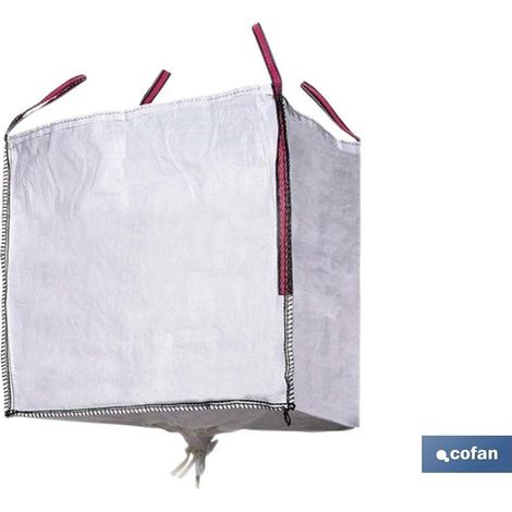 Sacco per detriti grande 90x90x90 cm bianco con valvola di scarico (1/2)