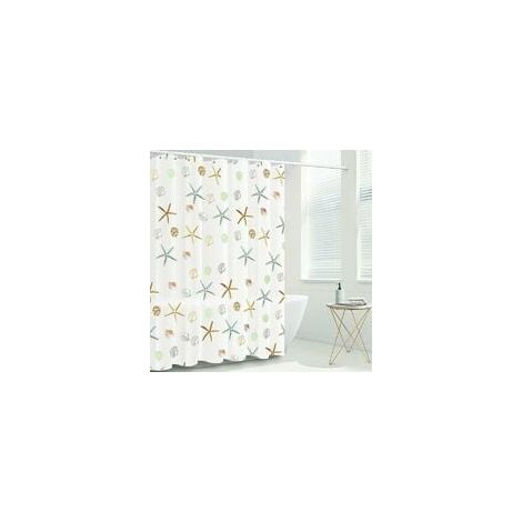 Shower Curtain 180x180cm, Waterproof and Mildew-Resistant PEVA Shower Curtain, with 12 Curtain Rings, Star Pattern (1/4)