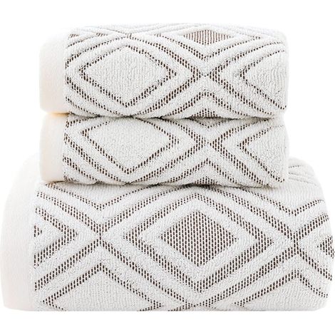 Ensemble de 3 serviettes de bain à motif diamant. (1/4)
