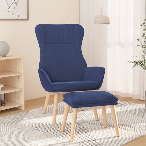 Relaxsessel mit Hocker Blau Stoff vidaXL (1/5)