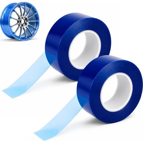 Lot de 2 rouleaux de ruban adhésif de protection pour jante, montage de pneus Film de protection bleu 200 m pour pneus de moto et de voiture, protection de montage des jantes, application facile (1/5)