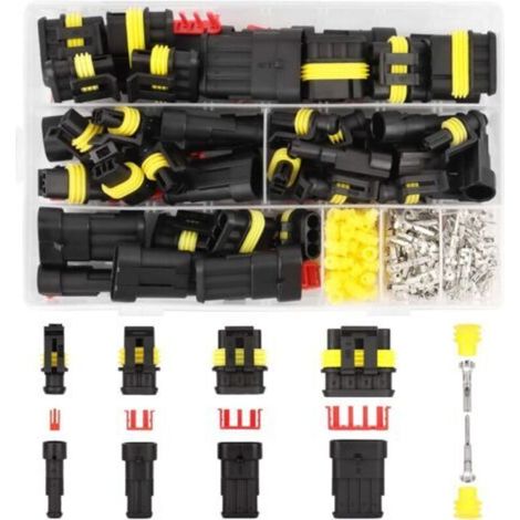 300 Pièces Connecteur Automobile Connecteur Etanche 1 2 3 4 Broches Fils Connecteur Electrique Etanche Connectique Electrique Moto Kit de Connecteur Étanche pour Moto Voitur Bougies (1/5)
