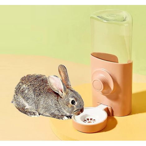 Automatische 600-ml-Hänge-Trinkflasche mit Schwerkraftfunktion für Kaninchen, Chinchillas, Meerschweinchen und Frettchen – Rosa