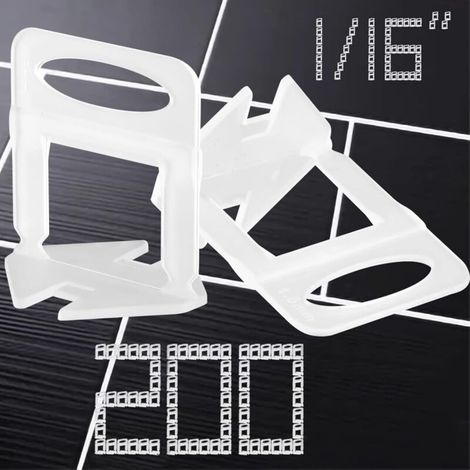 200 Pièces Croisillon Carrelage Autonivelant Kit, 2 mm Système de Nivellement de Carrelage, Languettes de Nivellement pour Aider à la Pose de Carrelage Carrelage Sol Carreaux de Mur