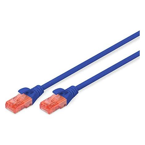 Digitus DK-1617-100/B RJ45 Patchkabel CAT 6 U/UTP 10.00 m Blau Halogenfrei 1 St. (1/2)