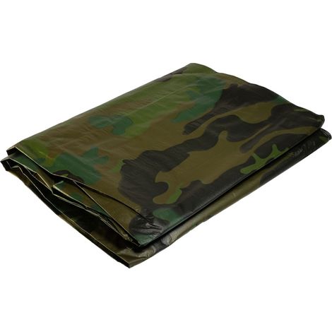 Bâche camouflage militaire 3,6x5 m Verte et noire en polyéthylène 150 gr/m2