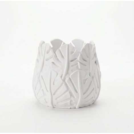 Vaso decorativo bianco a forma di foglia per piante