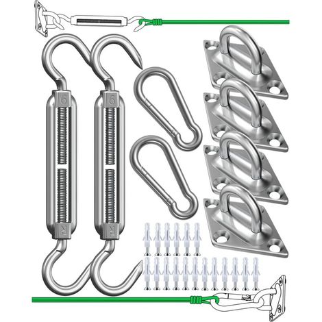 Shade Sail Fixing Kit for Triangle, Square and Rectangle, Heavy Duty Rustproof Sun Shade Sail - 304 Stainless Steel Shade Sail (1/5)
