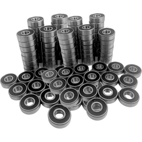Lot de 100 roulements 608 2RS, 8 x 22 x 7 mm, roulements à billes RS avec joint de graisse pour skateboard (1/4)