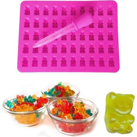 Molde de silicona para gominolas con 1 cuentagotas, molde de silicona para chocolate de gelatina (1/5)